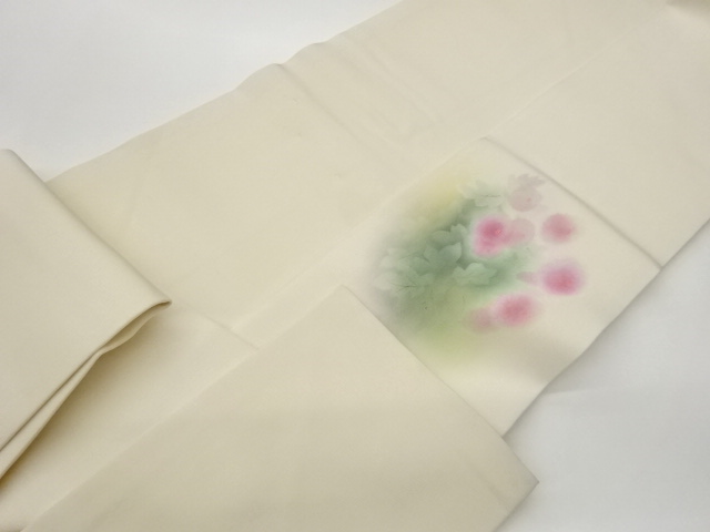  作家物　塩瀬金彩手描き万寿菊模様名古屋帯